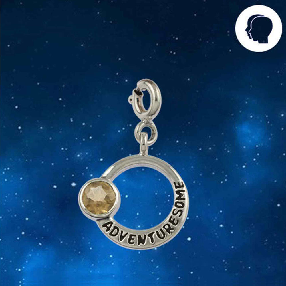 Adventuresome Gemini Zodiac Silver Charm with Citrine