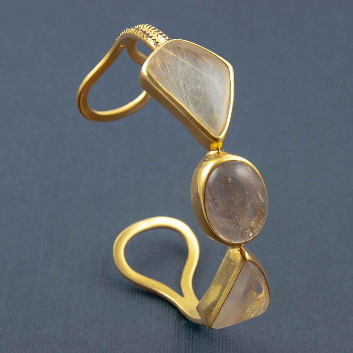 Araiya Statement Gold-Plated Silver Rutile Quartz Cuff Bangle