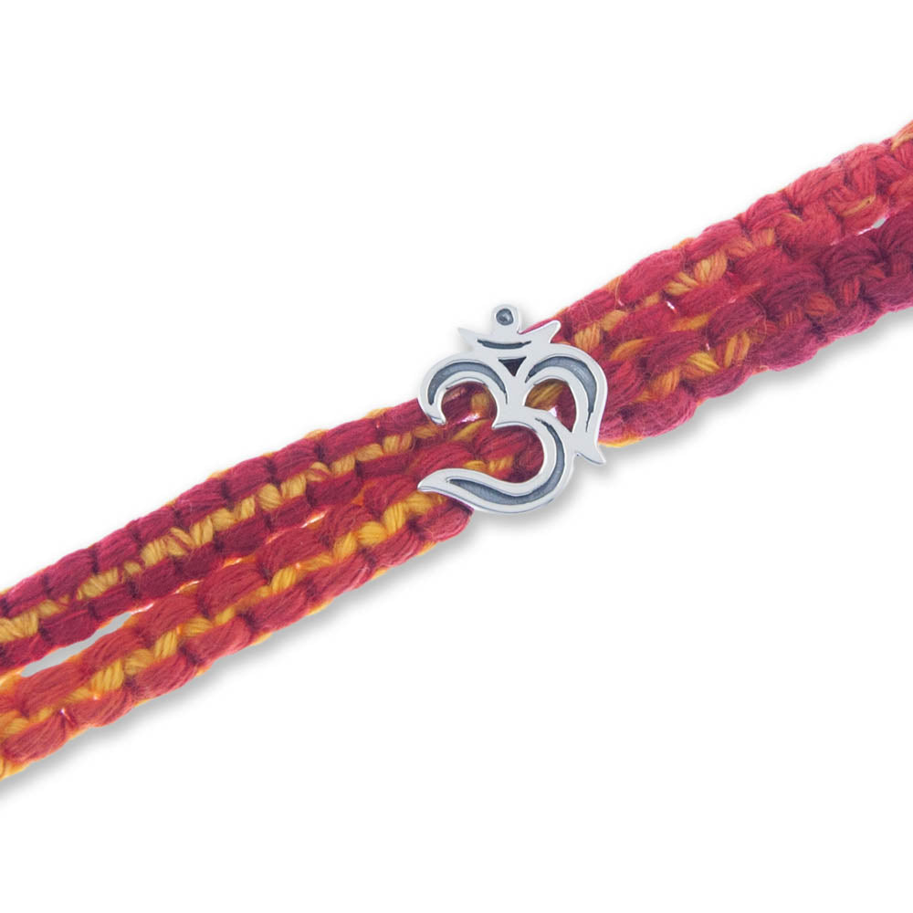 Auspicious ॐ Om Silver Moli Rakhi Bracelet