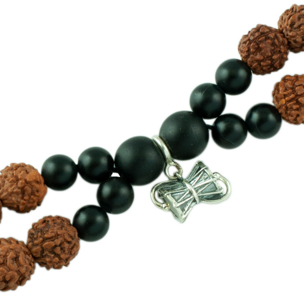 Damru Silver Charm Rudraksh Rakhi Adjustable Bracelet