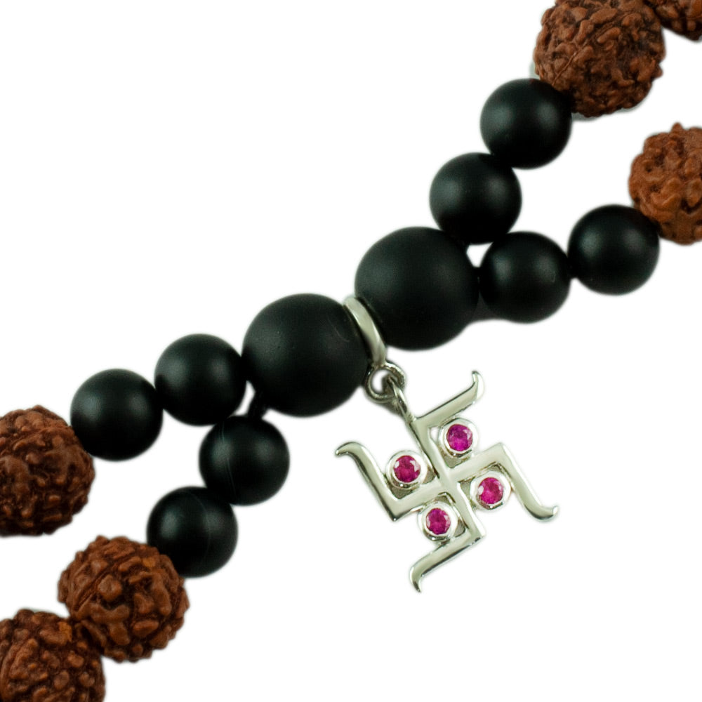 Svasti Silver Charm Rudraksh Rakhi Adjustable Bracelet