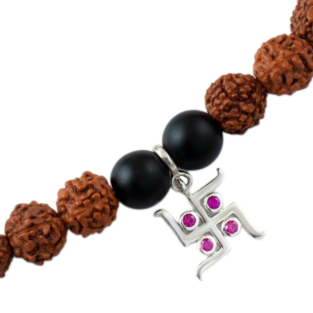 Svasti Silver Charm Rudraksh Rakhi Adjustable Bracelet