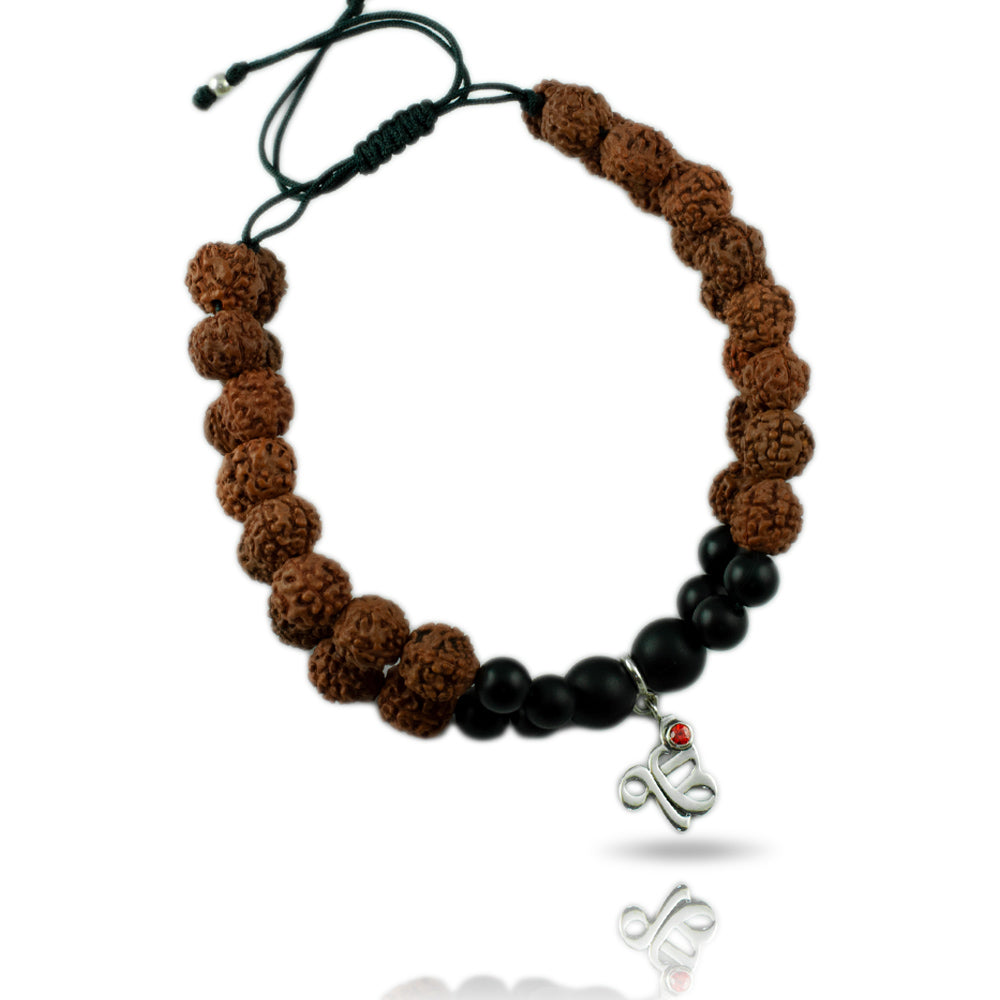 Ek Onkar Silver Charm Rudraksh Rakhi Adjustable Bracelet