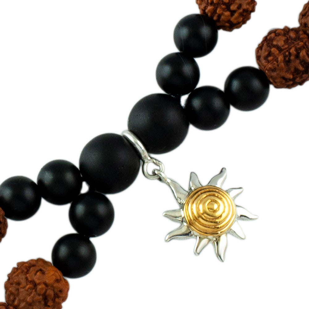 Sunshine Silver Charm Rudraksh Rakhi Adjustable Bracelet
