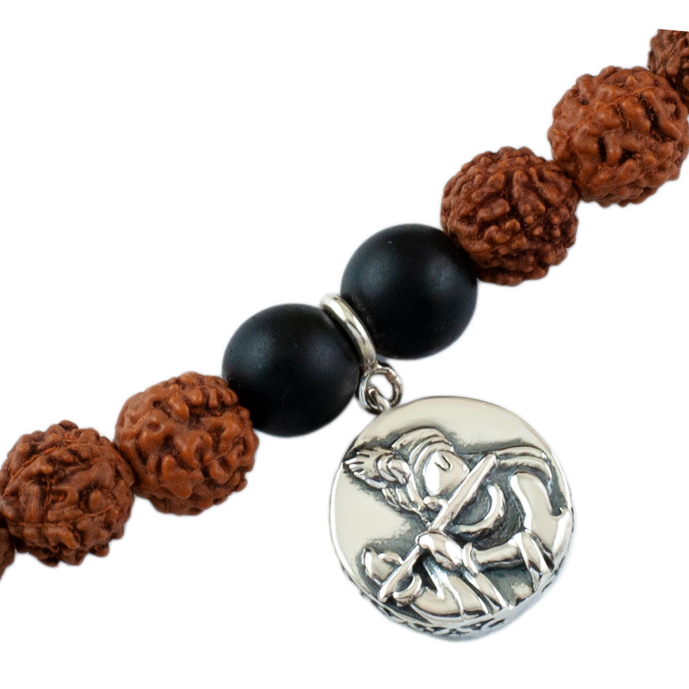 Radha Krishna Aashirwaad Silver Charm Rudraksh Rakhi Adjustable Bracelet