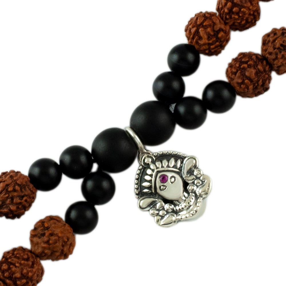 Durga Aashirwaad Silver Charm Rudraksh Rakhi Adjustable Bracelet