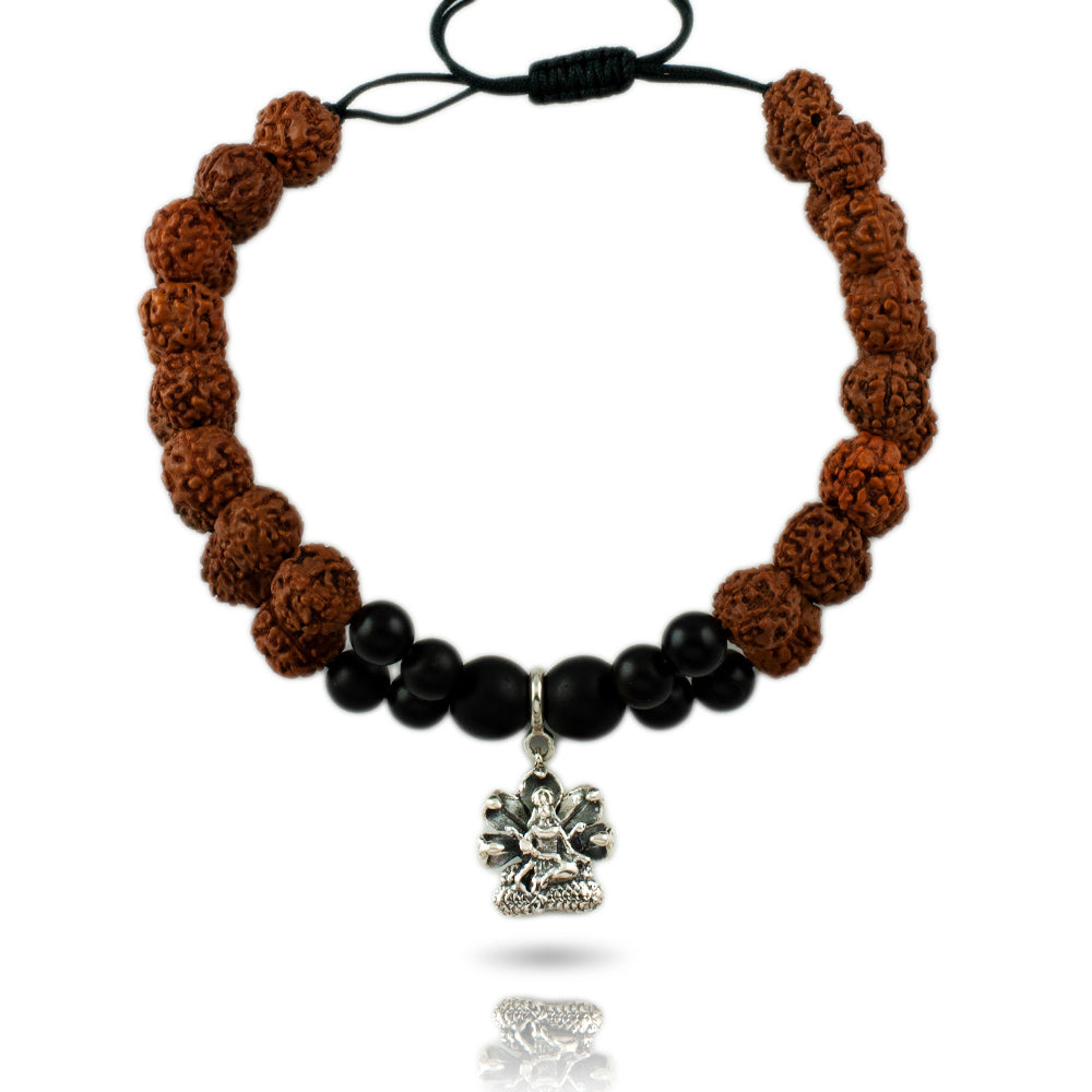 Vishnu Aashirwaad Silver Charm Rudraksh Rakhi Adjustable Bracelet