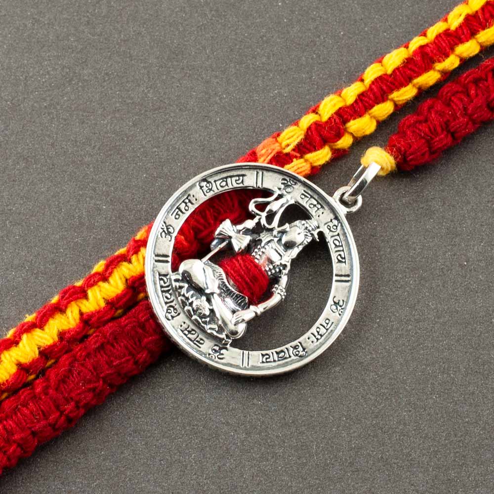 Shiva Mantra Aashirwaad Silver Pendant Moli Rakhi Bracelet