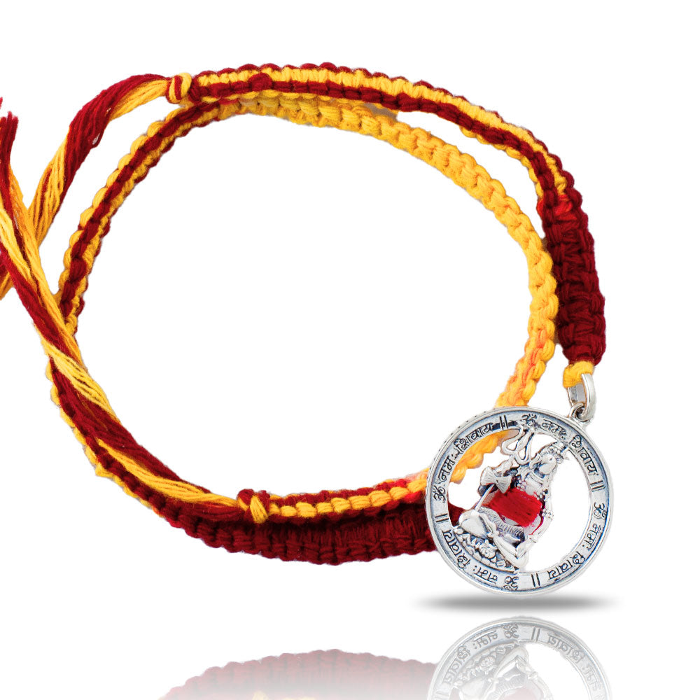 Shiva Mantra Aashirwaad Silver Pendant Moli Rakhi Bracelet