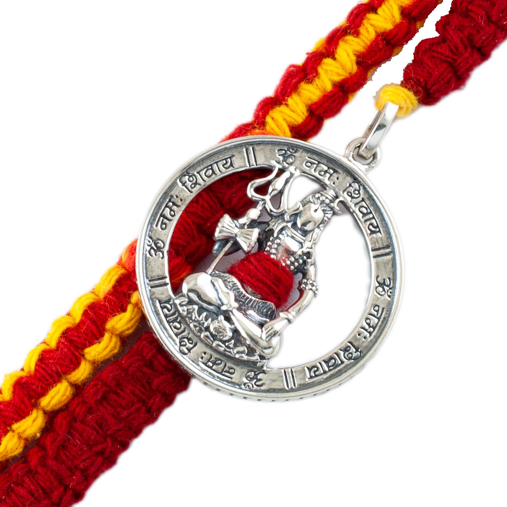 Shiva Mantra Aashirwaad Silver Pendant Moli Rakhi Bracelet