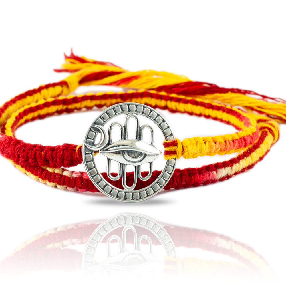 Shiva Third Eye Chandramaa Silver Pendant Moli Rakhi Bracelet