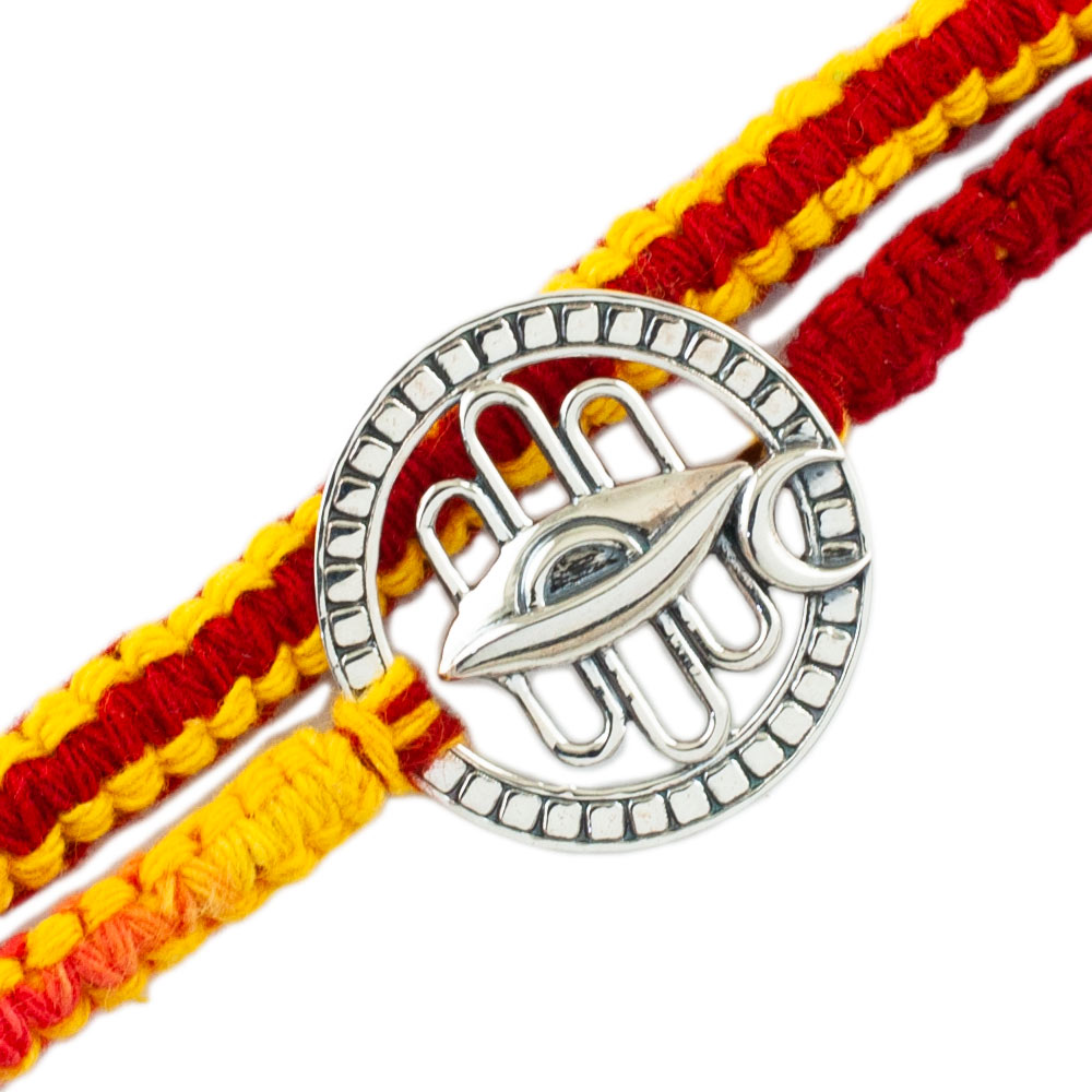 Shiva Third Eye Chandramaa Silver Pendant Moli Rakhi Bracelet