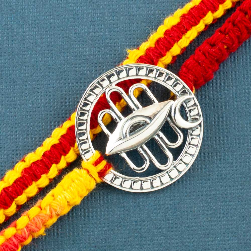 Shiva Third Eye Chandramaa Silver Pendant Moli Rakhi Bracelet