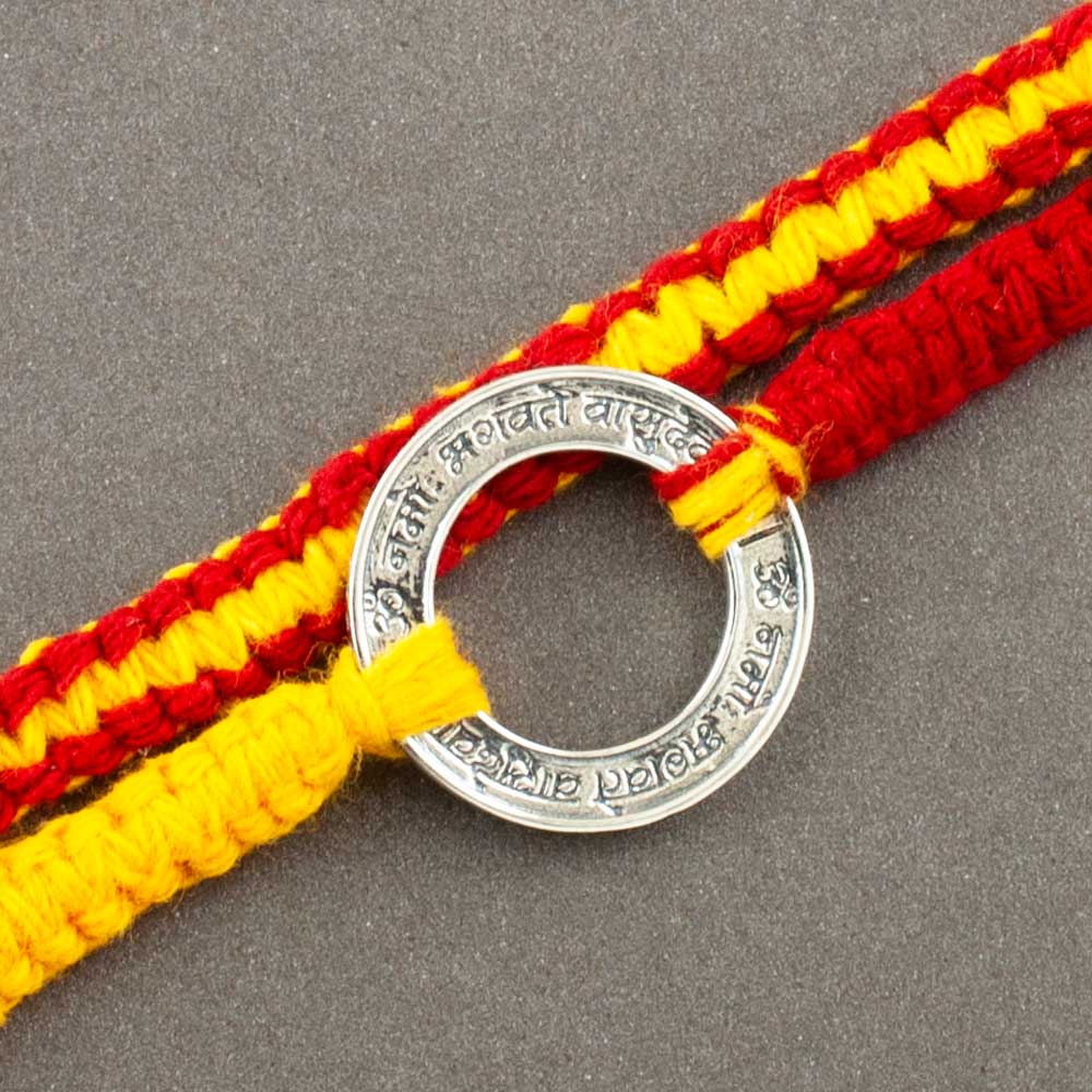 Vishnu Mantra Silver Pendant Moli Rakhi Bracelet