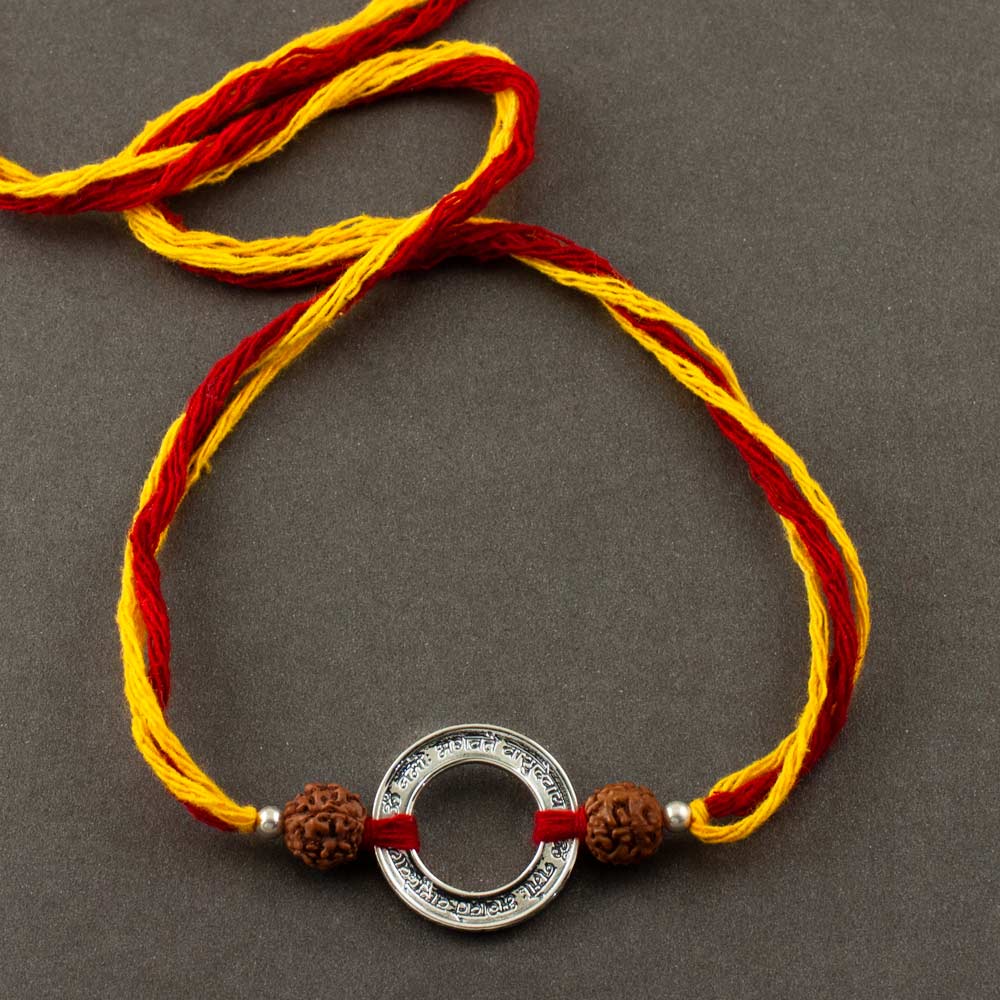 Vishnu Mantra Silver Pendant Moli Rakhi Bracelet