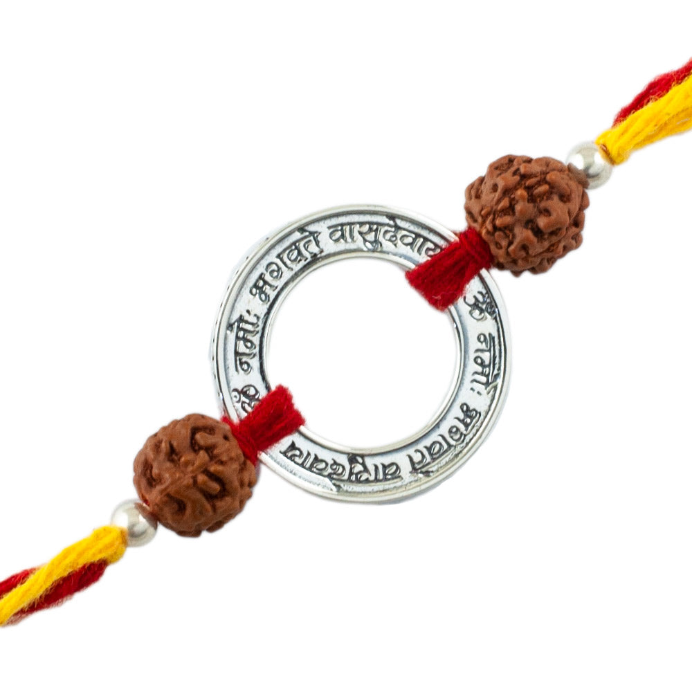 Vishnu Mantra Silver Pendant Moli Rakhi Bracelet