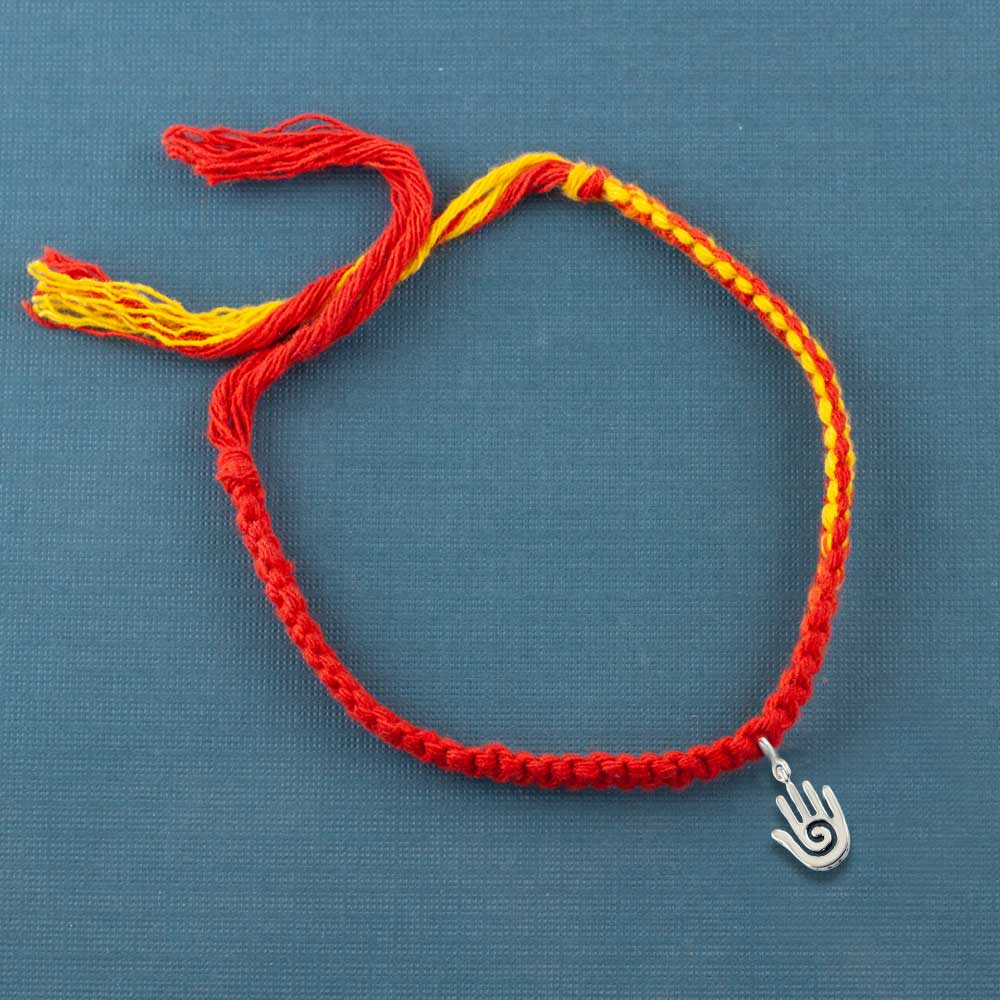 Healing Hand Silver Charm Moli Rakhi Bracelet