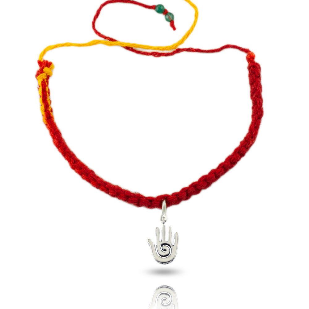 Healing Hand Silver Charm Lumba Moli Rakhi Bracelet