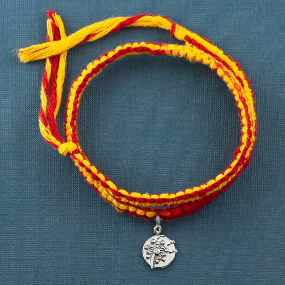 Wish Come True Dandelion Silver Charm Moli Rakhi Bracelet