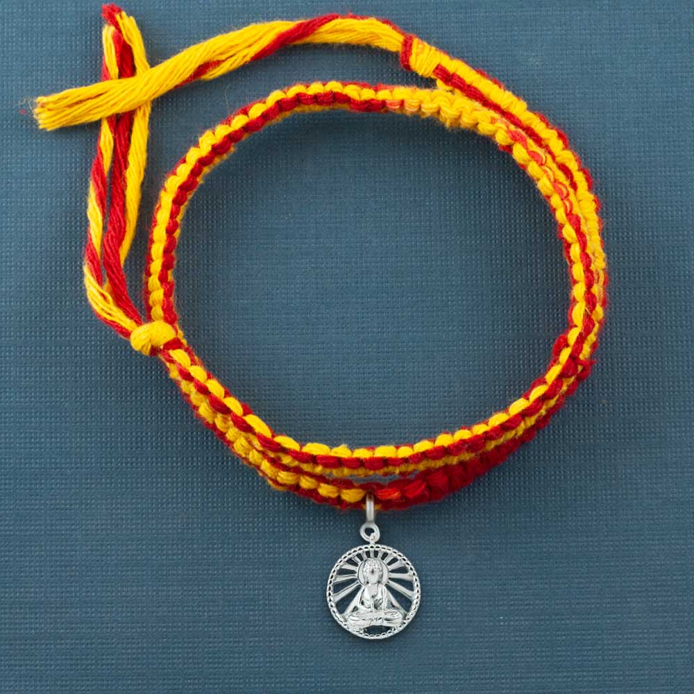 Rays of Buddha Silver Charm Moli Rakhi Bracelet