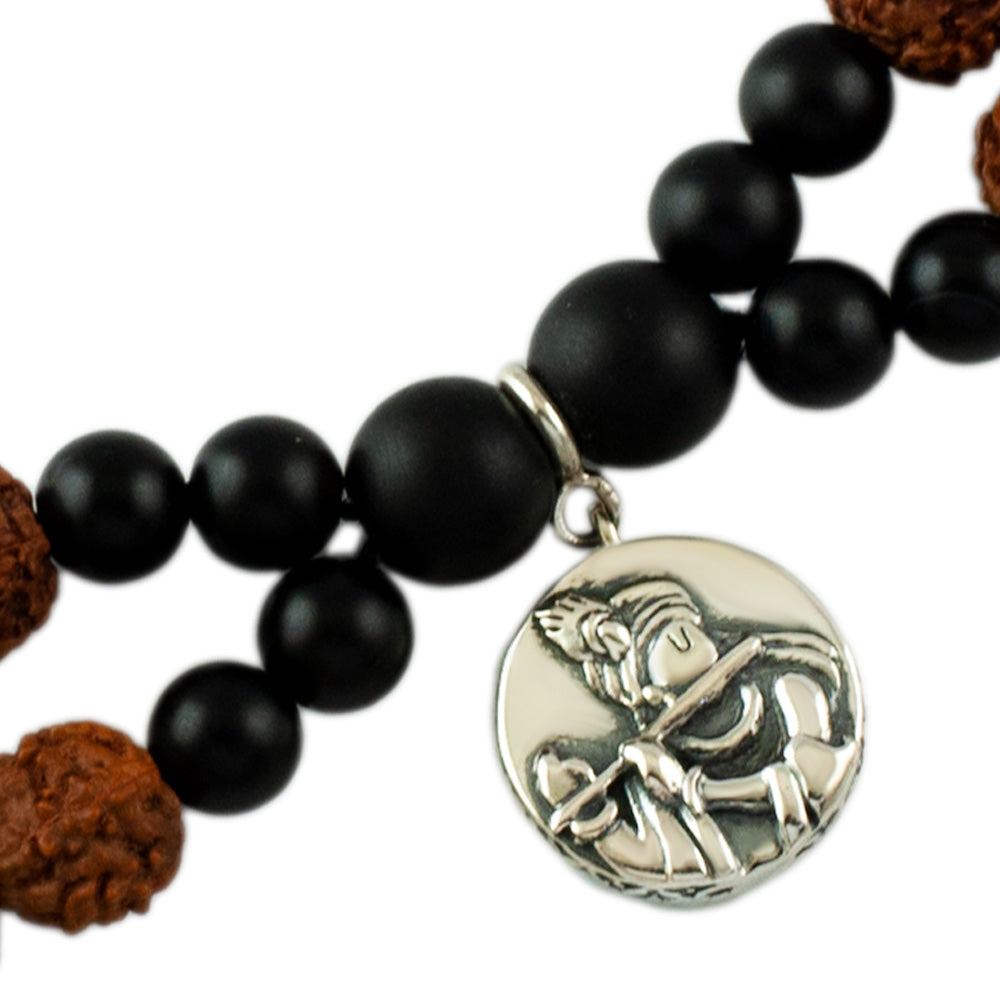 Radha Krishna Aashirwaad Silver Charm Rudraksh Rakhi Adjustable Bracelet