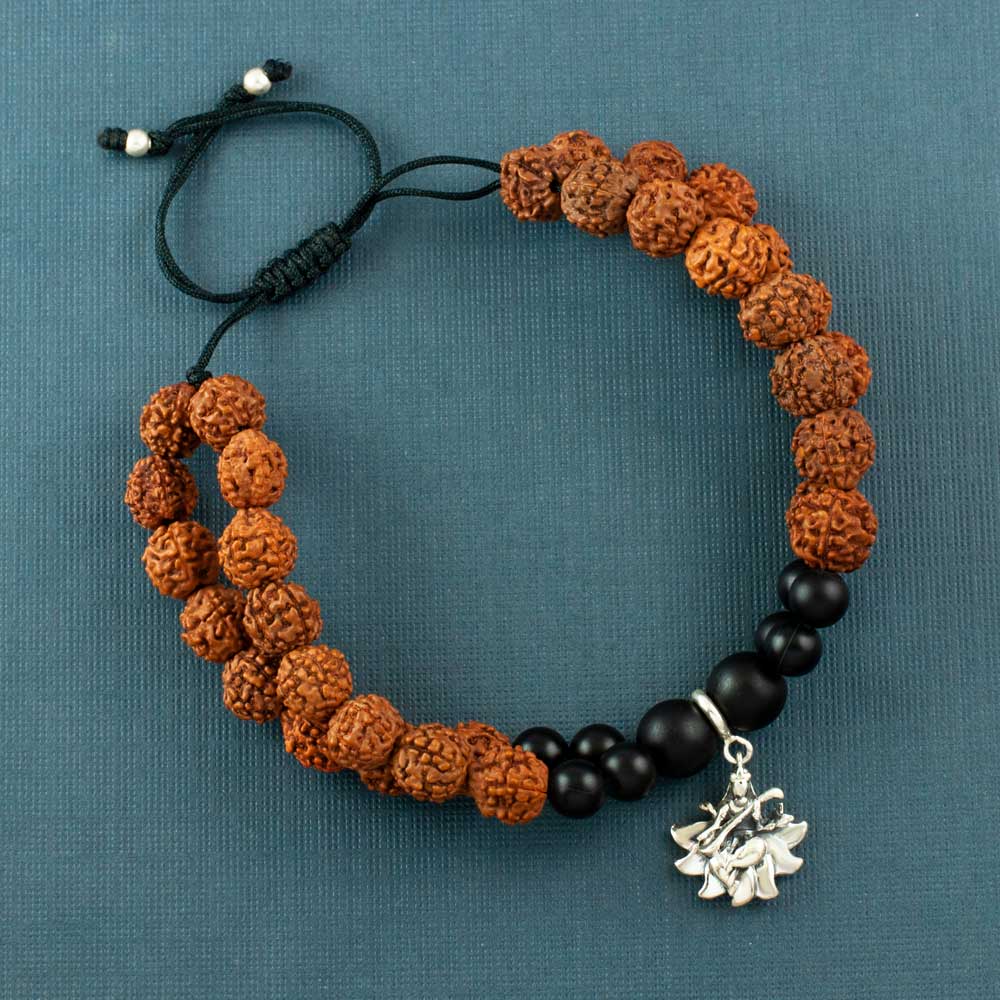 Saraswati Aashirwaad Silver Charm Rudraksh Rakhi Adjustable Bracelet
