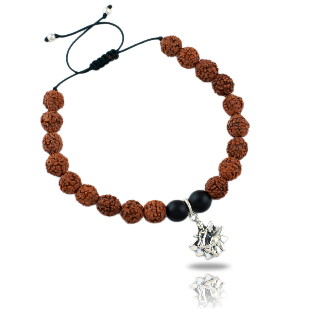 Saraswati Aashirwaad Silver Charm Rudraksh Rakhi Adjustable Bracelet