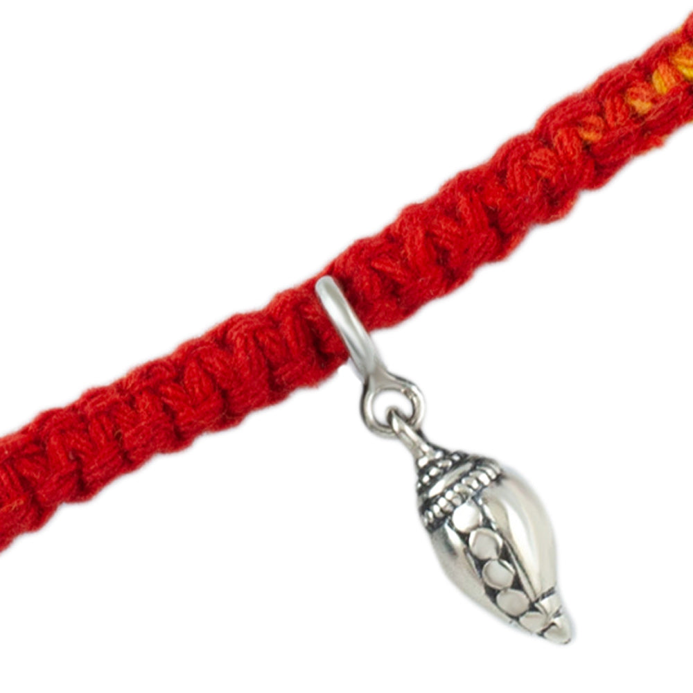 Sacred Shankh Silver Charm Adjustable Moli Rakhi Bracelet
