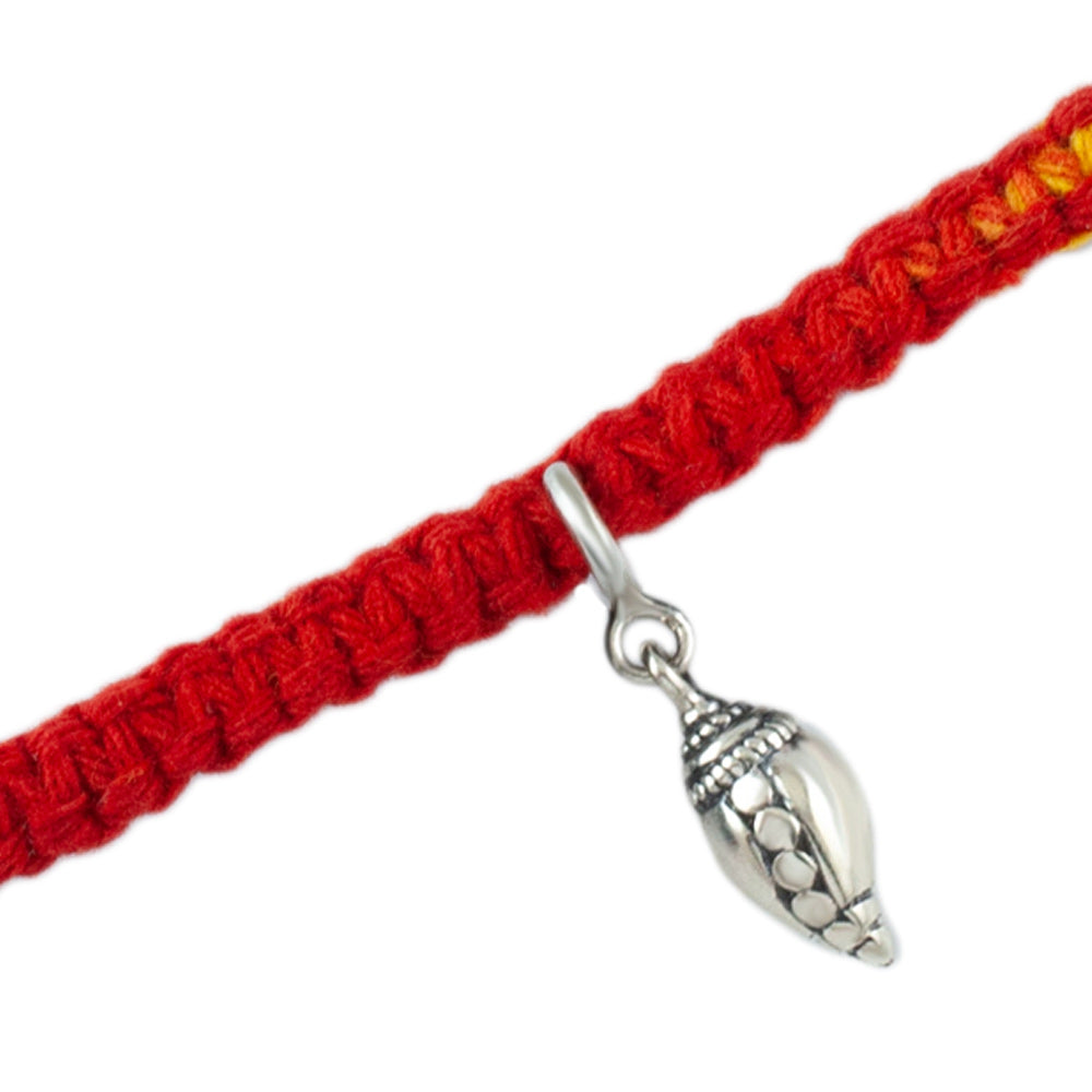 Sacred Shankh Silver Charm Lumba Rakhi Bracelet