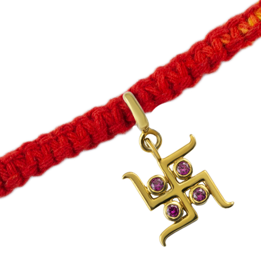 Svasti Gold-Plated Silver Charm Adjustable Moli Rakhi Bracelet