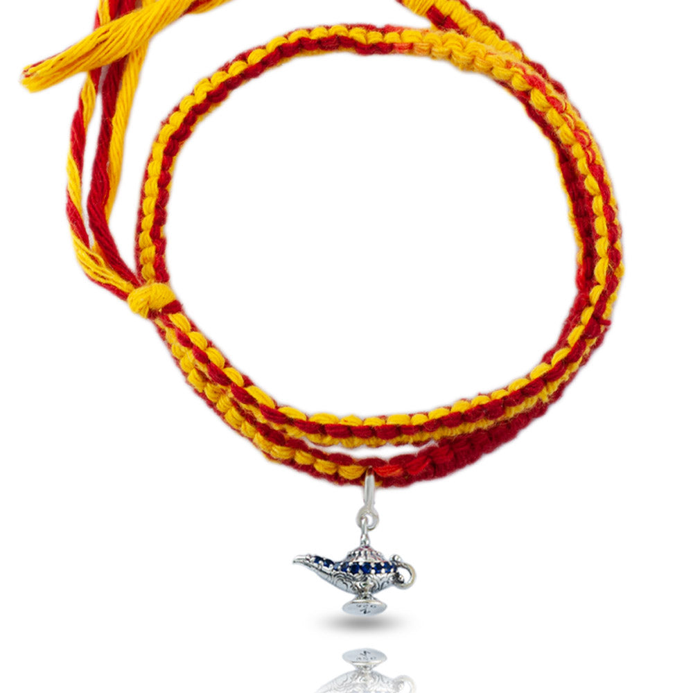 Royal Genie Lamp Silver Charm Moli Rakhi Bracelet