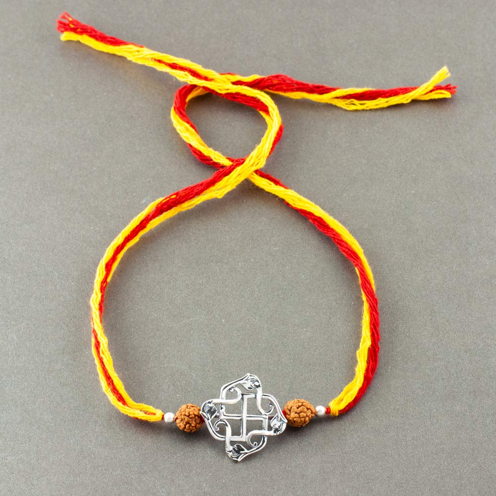 Svasti Ganesha Silver Pendant Moli Rakhi Bracelet