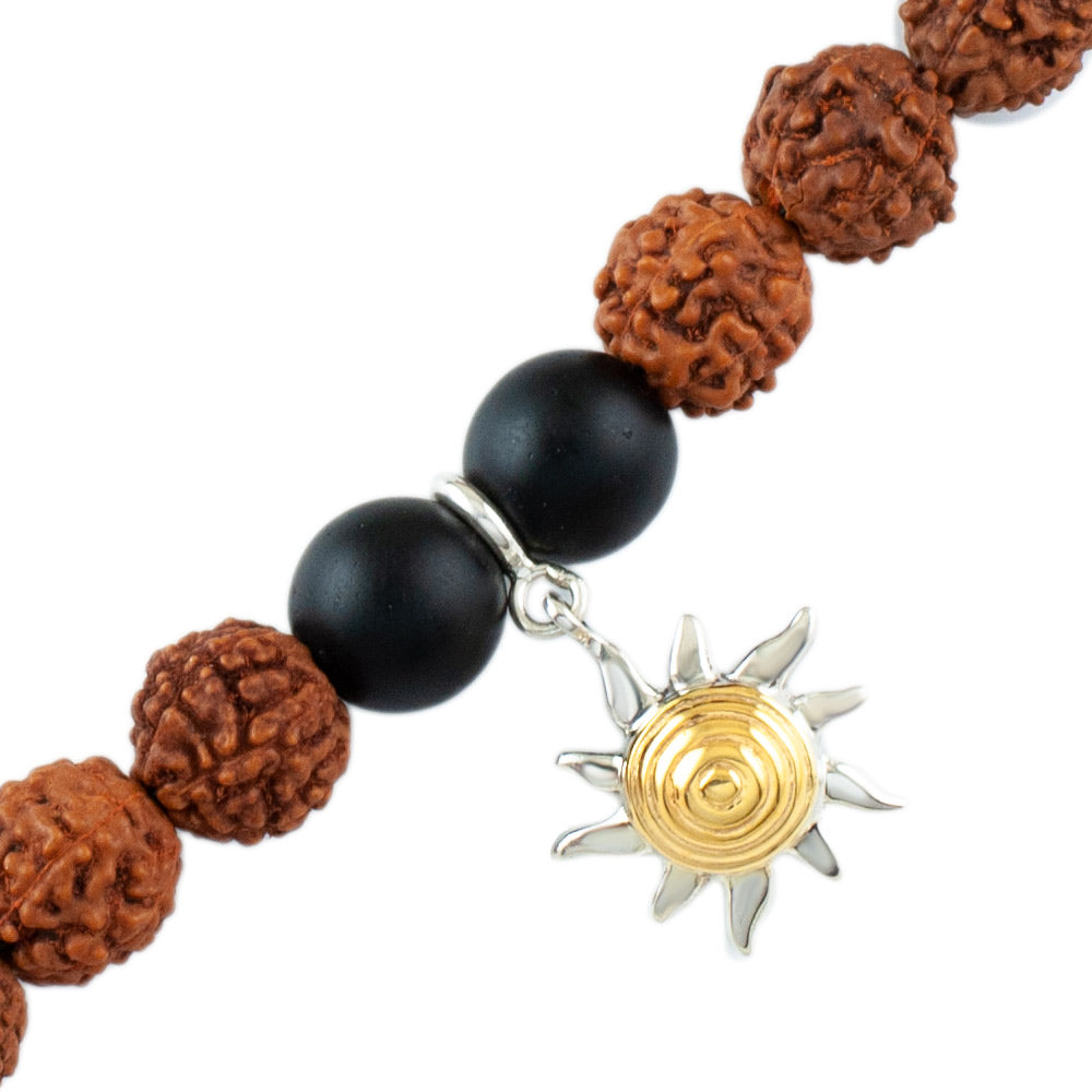 Sunshine Silver Charm Rudraksh Rakhi Adjustable Bracelet