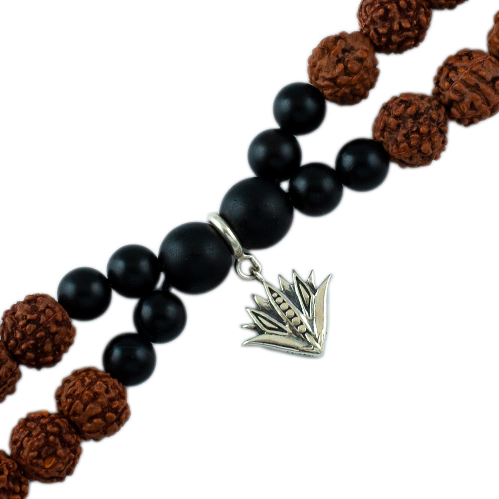 Blue Lotus Silver Charm Rudraksh Rakhi Adjustable Bracelet