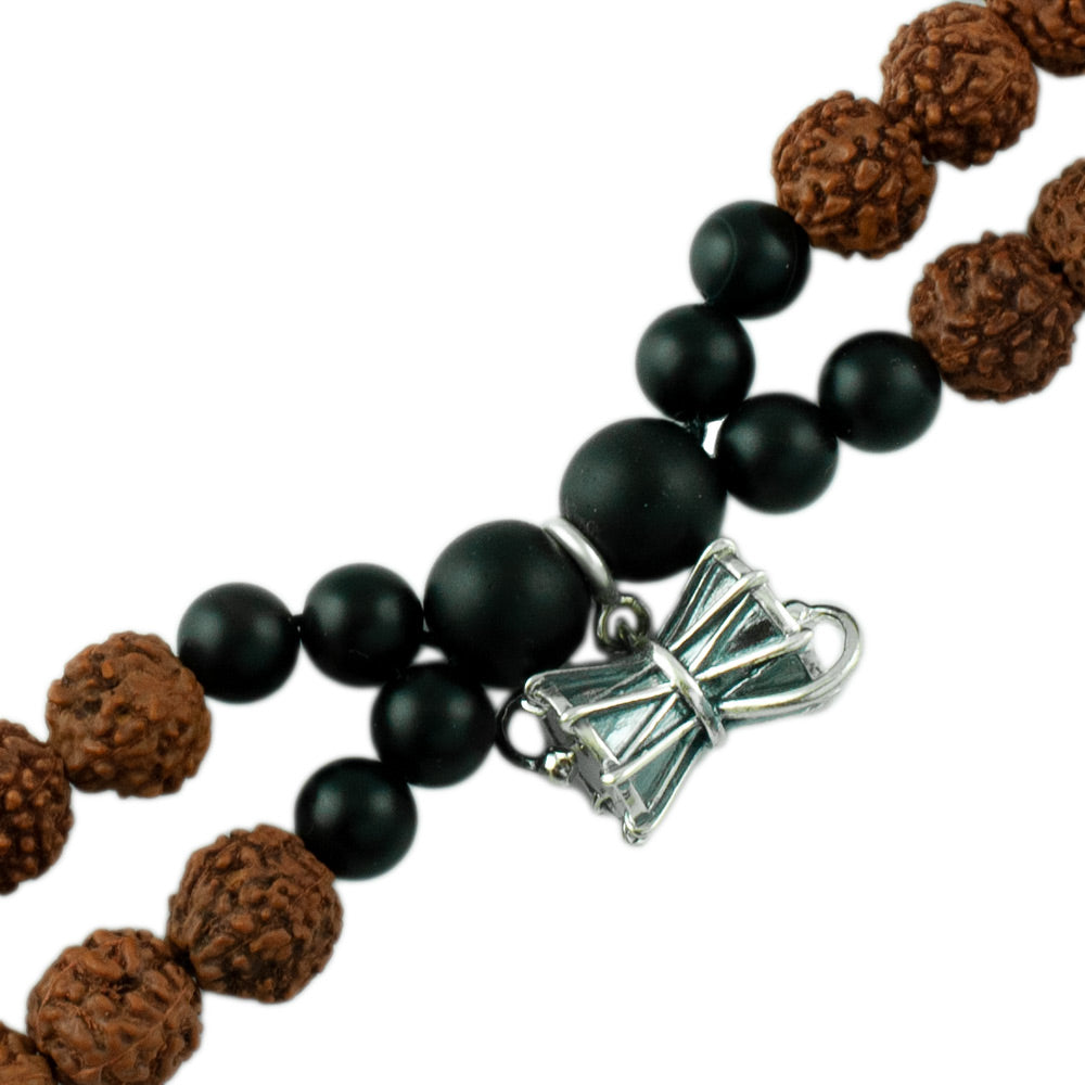 Large Damru Silver Charm Rudraksh Rakhi Adjustable Bracelet