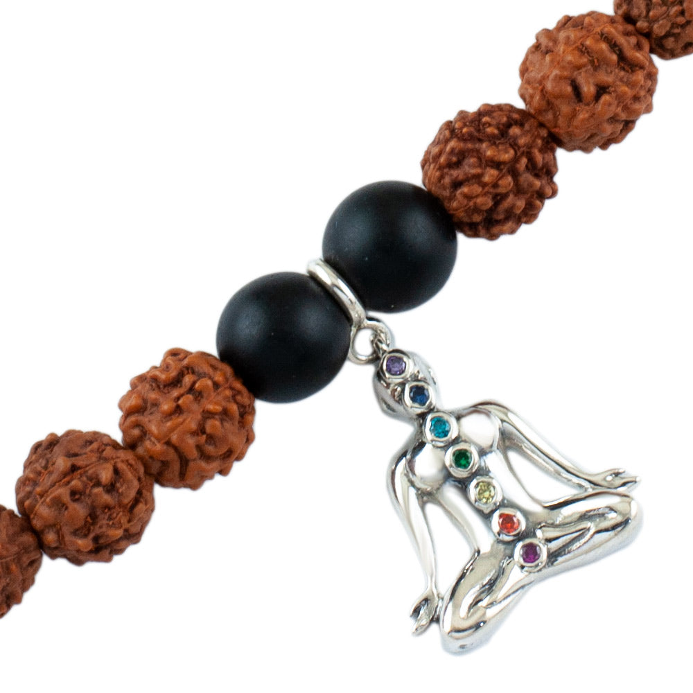 Seven Chakras Silver Charm Rudraksh Rakhi Adjustable Bracelet