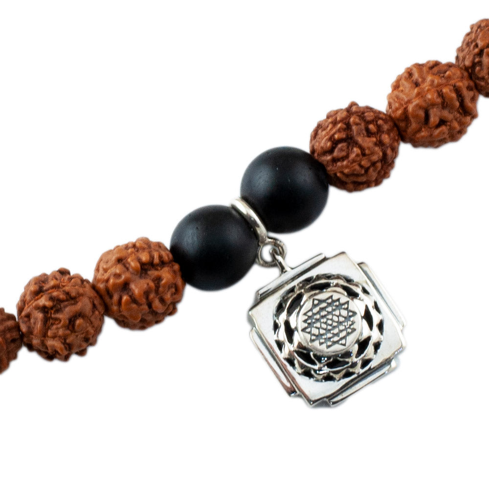 Shri Yantra Silver Charm Rudraksh Rakhi Adjustable Bracelet