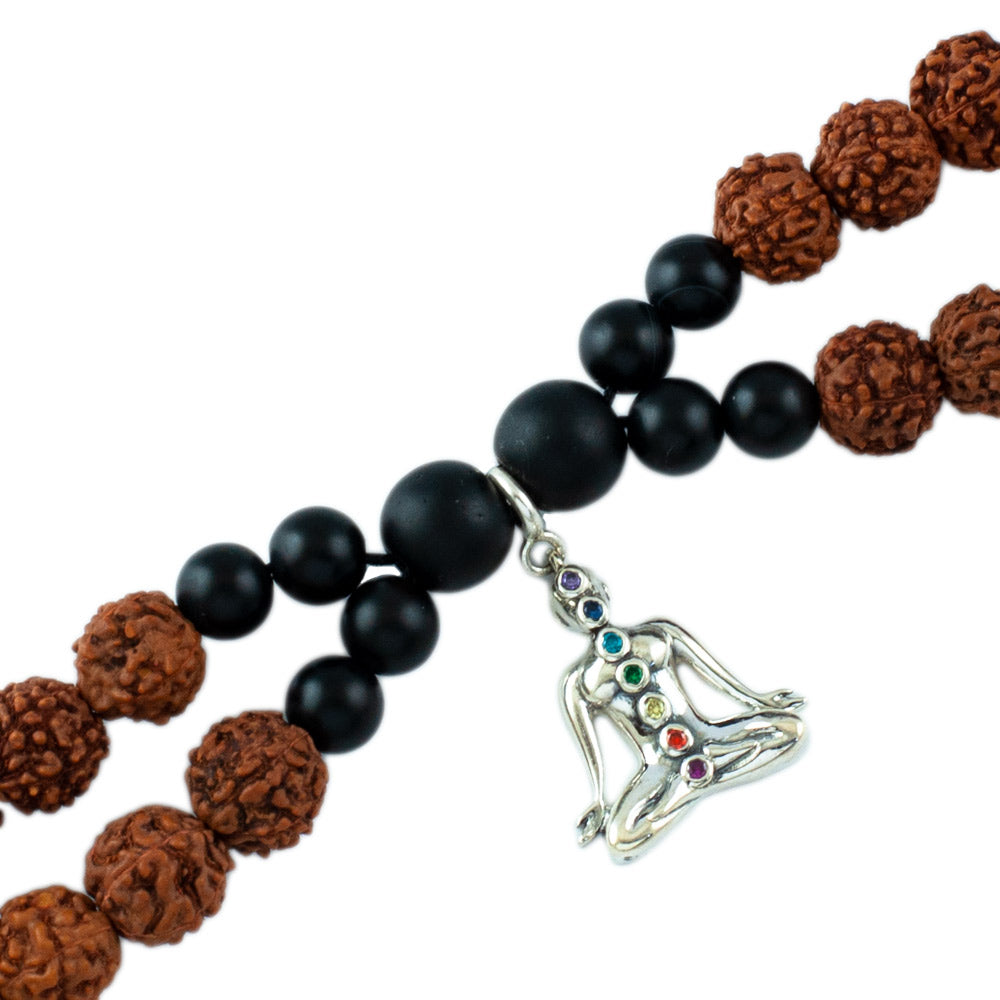 Seven Chakras Silver Charm Rudraksh Rakhi Adjustable Bracelet