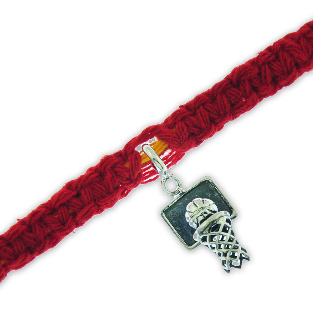 Dunk It! Basketball Silver Charm Adjustable Moli Rakhi Bracelet