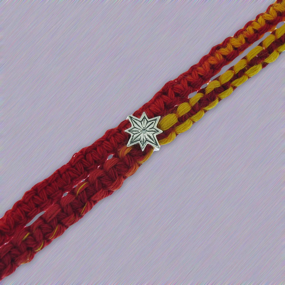 Super Star Silver Story Bead Moli Rakhi Bracelet