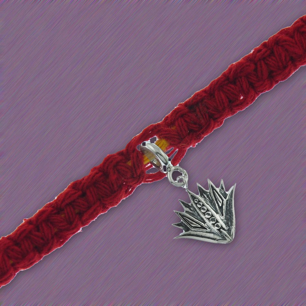Blue Lotus Silver Charm Moli Rakhi Bracelet