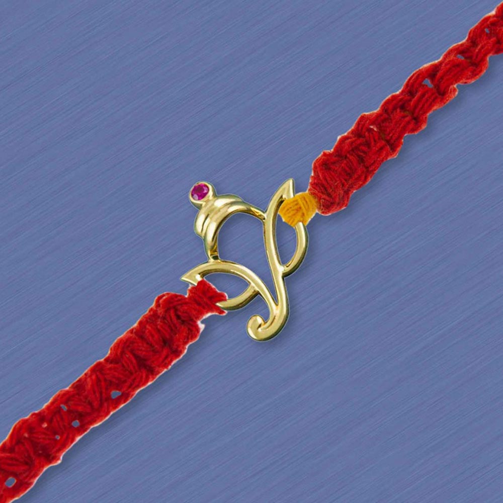 Ganesha Gold-plated Silver Pendant Moli Rakhi Bracelet