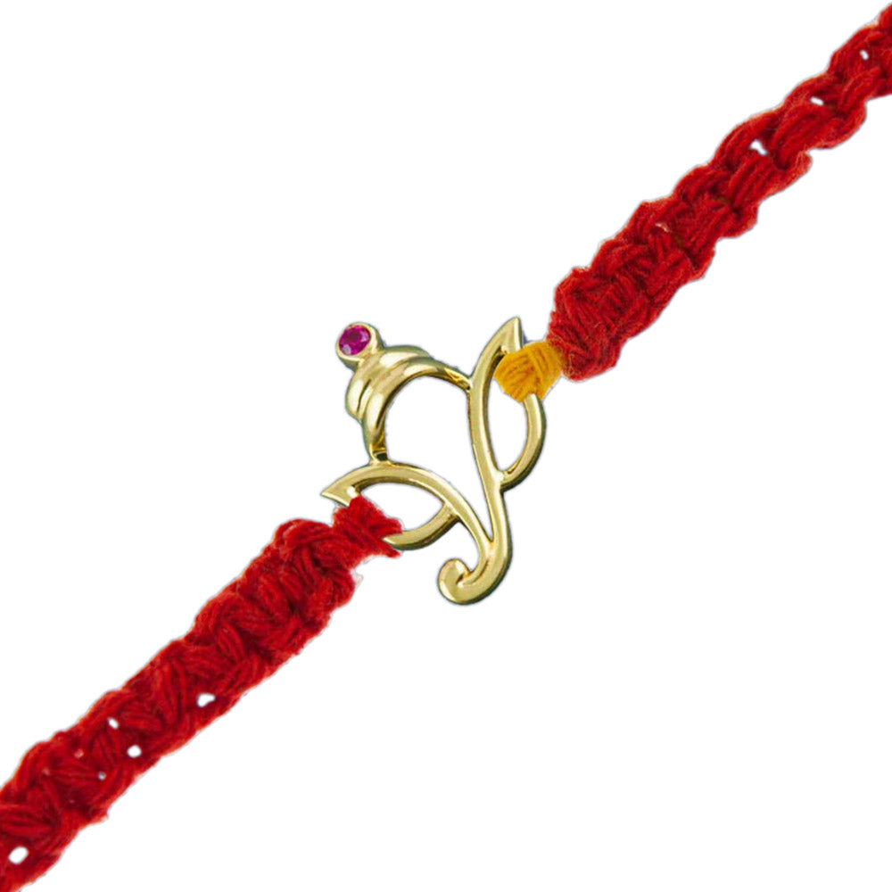 Ganesha Gold-plated Silver Pendant Moli Rakhi Bracelet