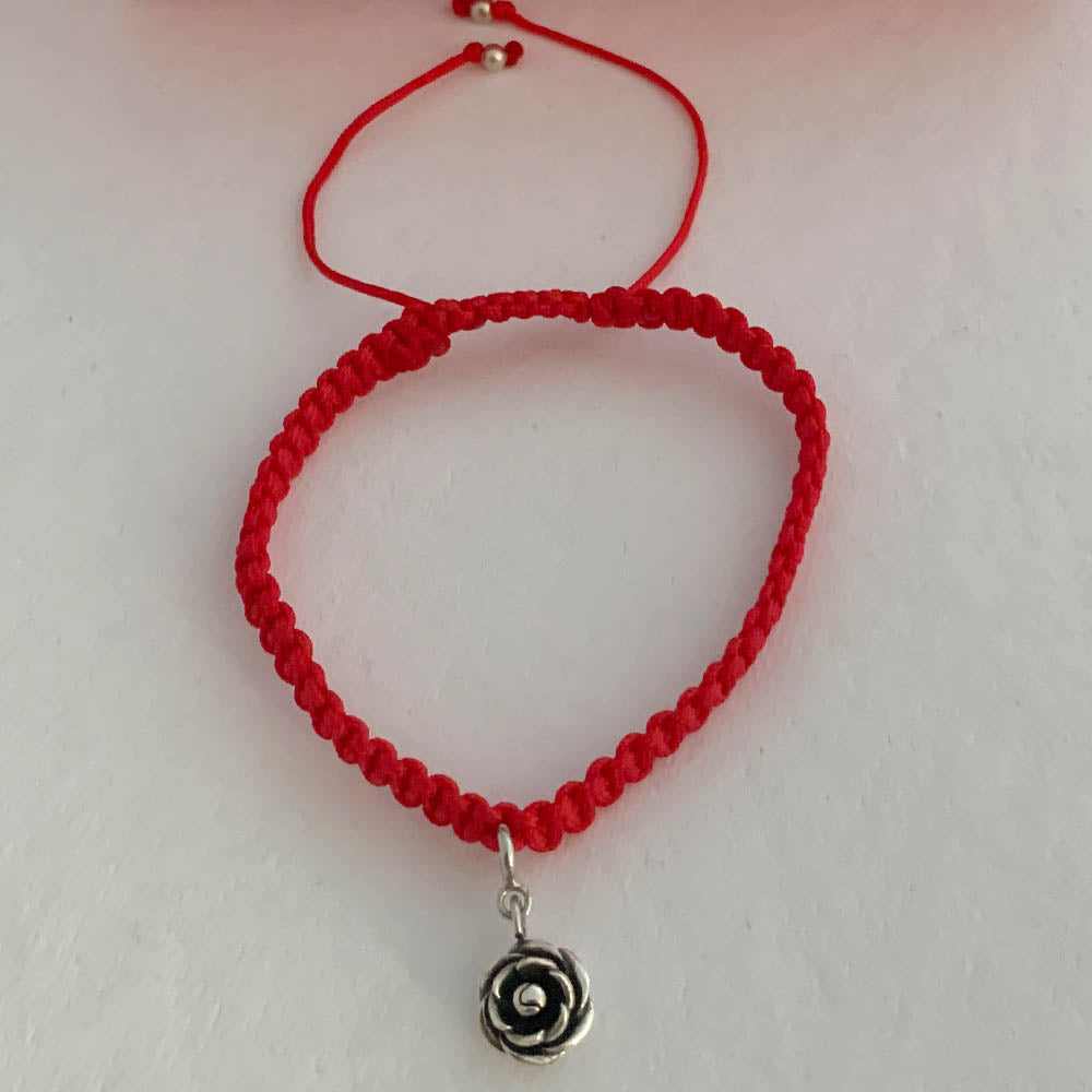Blooming Rose Silver Charm with Simply Charming Friendship Charmholder Bracelet
