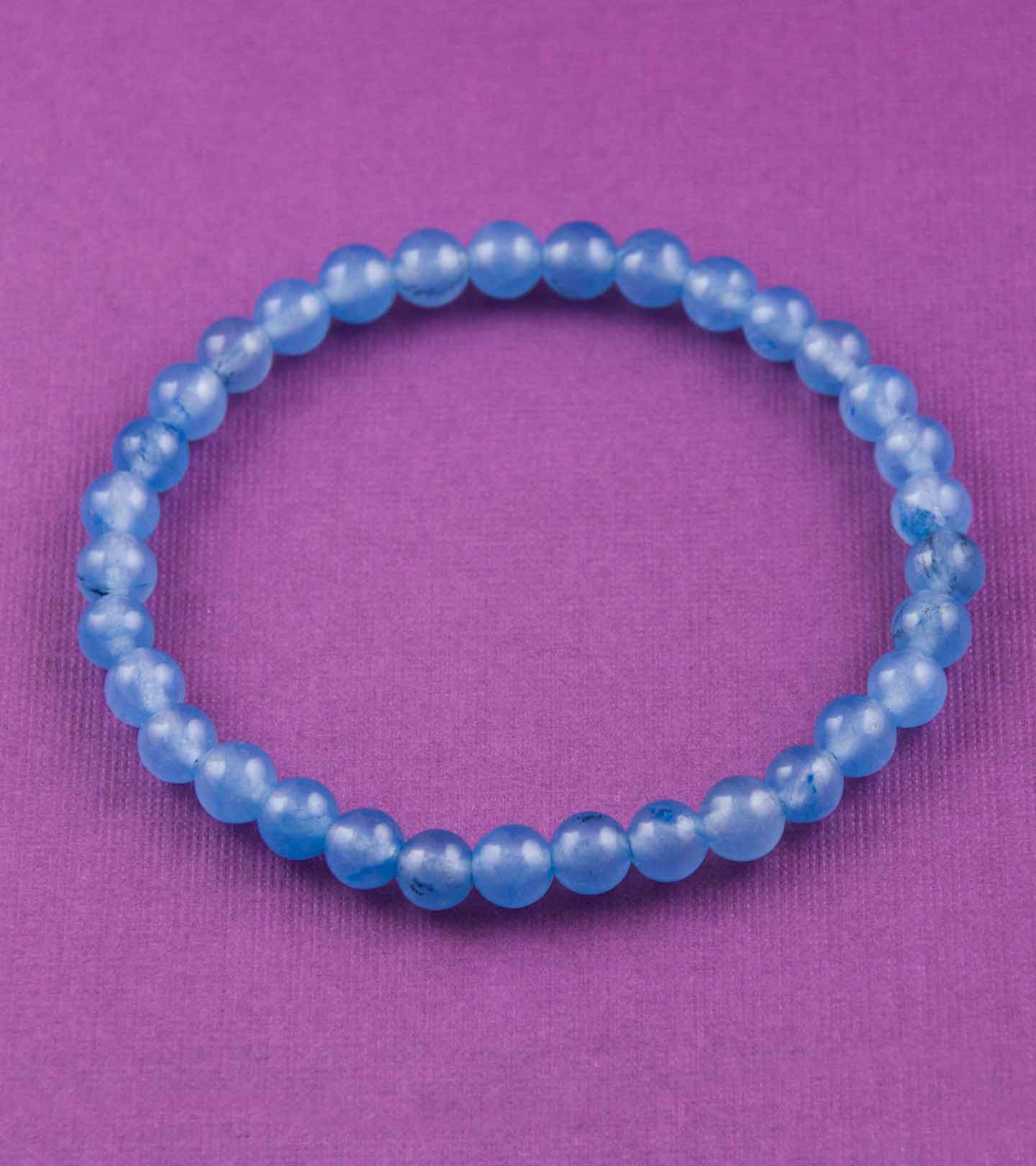 Blue Onyx Elastic Bead Bracelet-Large