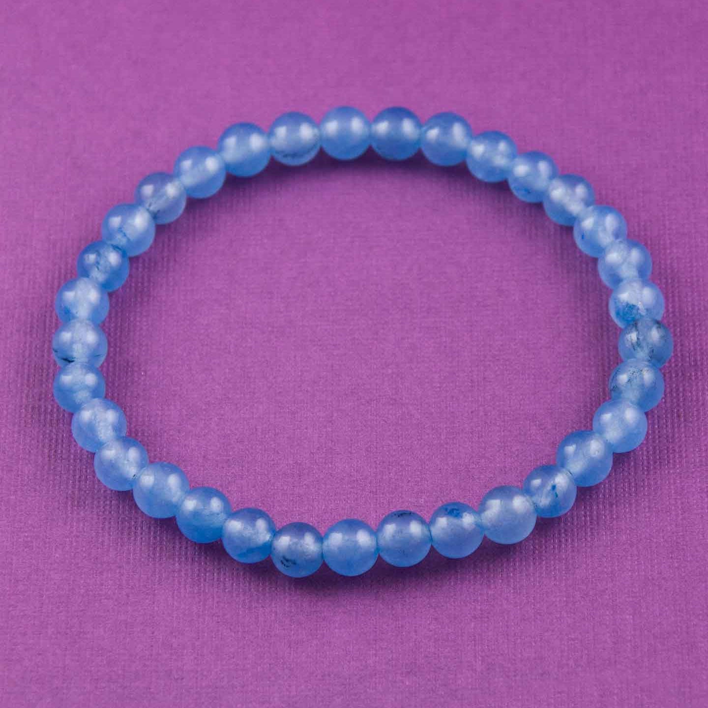 Blue Onyx Elastic Bead Bracelet-Medium