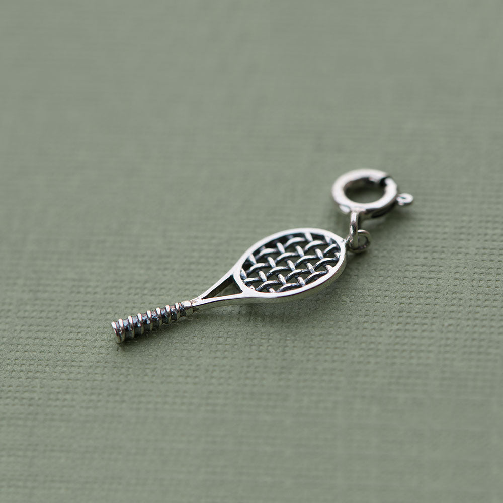 Tennis Racquet Silver Charm - Large
