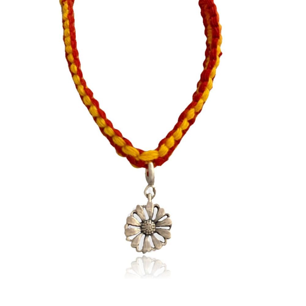 Daisy Silver Charm Adjustable Moli Rakhi Bracelet