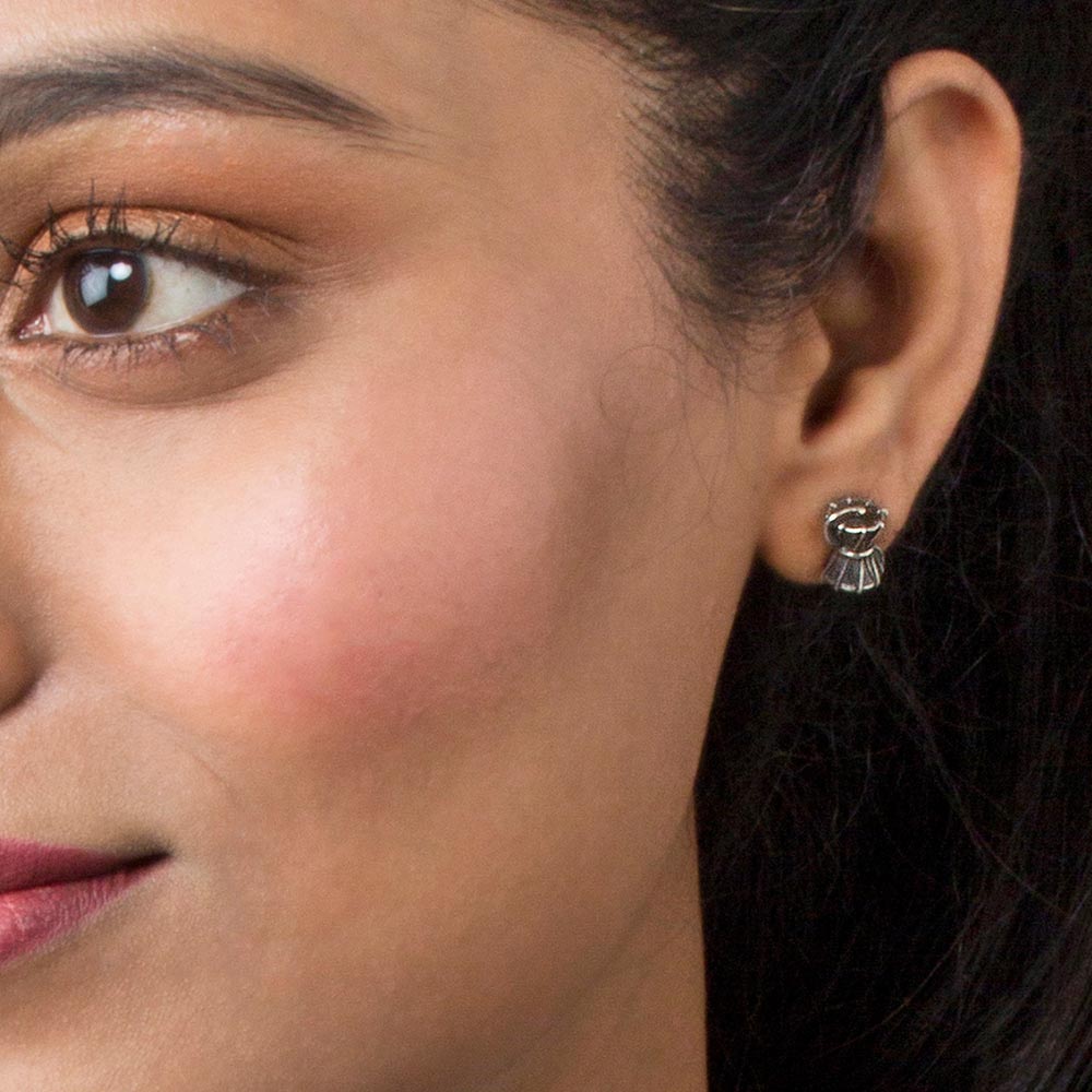 Damru Silver Stud Earrings