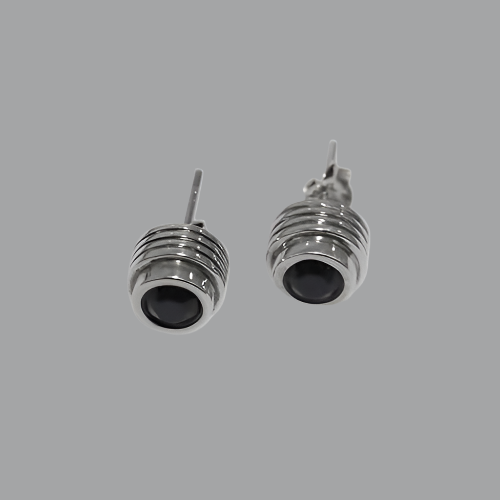 Modern Classics Silver Stud Earrings in Black